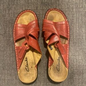 Red Clark sandals